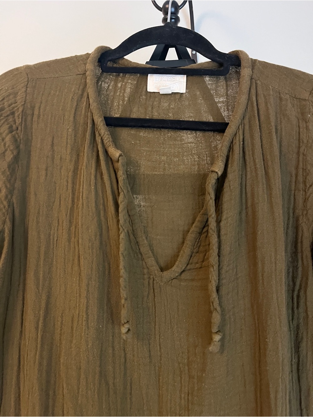 Honest Cotton S/M Olive Green Cotton Gauze Dress